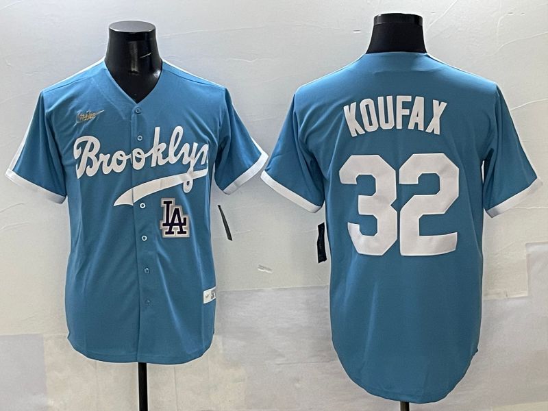 Men Los Angeles Dodgers 32 Koufax Light Blue Throwback 2025 Nike MLB Jersey style 43
